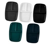 FUNNETOYU 5pcs Sectioned Portion Control Plates Reusable Divided Snack and Dinner Trays for Balanced Meals Stackable PP Plates Black White Gray and Green for Diet Management