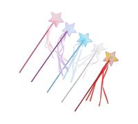 FUNNETOYU 5Pcs Star Fairy Wands Bright Colored Delicate Fairy Sticks for Birthday Party Cosplay Dress Up Halloween Performance Role Play Accessories