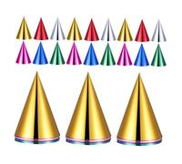 FUNNETOYU 60Pcs Metallic Paper Party Hats Shiny Birthday Cone Hats with Elastic String Reusable Lightweight Party Crowns in Gold Silver Green Blue Red Festive Photo Props and Decorations