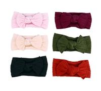 FUNNETOYU 6pcs Baby Girls Nylon Headbands with Bow Knots, Infant Stretchy Hair Bands for Newborns, Soft Elastic Hair Accessories Suitable for Daily Wear and Random Color