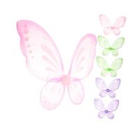 FUNNETOYU 6pcs Butterfly Wing Costume for Lightweight Single Fairy Wings in Pink Green Suitable for Dress Up Party Performance and Photo Props