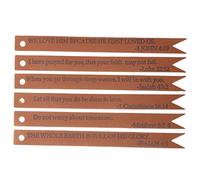 FUNNETOYU 6pcs Christian Leather Bookmarks with Bible Verses PU Leather Page Markers for Readers Students Teachers Brown Tail Design Book Tabs for Study and