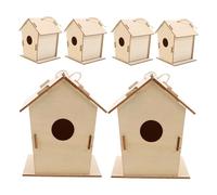 FUNNETOYU 6pcs DIY Wooden Birdhouse Kit for Unfinished Craft Bird Houses for Painting Creative Outdoor Art Project Sturdy Wood Material Fun Family Craft Activity