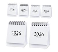 FUNNETOYU 6pcs Mini Desk Calendar Compact Spiral-bound Monthly Planner Minimalist Coil Desktop Calendar for Office Home Academic Use Portable Space-saving Tabletop Organizer