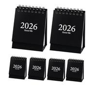 FUNNETOYU 6pcs Mini Desk Calendar Spiral-bound Monthly Planner for Office Home Academic Use Writable Surface Space-saving Design Covers Jan to Jul