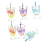 FUNNETOYU 6pcs Mini Ice Cream Goblet Realistic Dollhouse Ornaments for Pretend Play Miniature Scene Models Blue Green and Purple Each