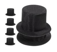 FUNNETOYU 6pcs Mini Top Hats for Crafts Decorative Adornments for Dollhouses Pets Snowman DIY Seasonal Party Accessories Black EVA Cloth Material
