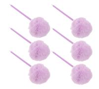 FUNNETOYU 6pcs Plush Pom Pom Ballpoint Pen Set with Fluffy Fuzzy Tops Smooth Writing Kawaii Stationery for Students Creative Decorative Pens for School Party Supplies