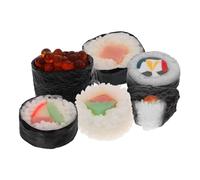 FUNNETOYU 6pcs Realistic Sushi Model for Home Decor and Teaching PVC Miniature Food Figurines for Photography Japanese Culture Lovers Restaurant Display and Educational Use