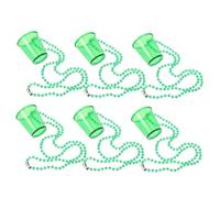 FUNNETOYU 6Pcs Reusable Glass Shot Necklaces for Party Decorations Mini Cups for Bachelor and Themed Events St Patricks Day Accessories and Christmas Celebration Favor