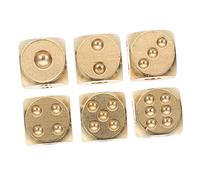 FUNNETOYU 6pcs Small Solid Brass Dice Game Props for Bar Tabletop Rpg Party Accessories Craft Dices for Family Gatherings and Decorative Use