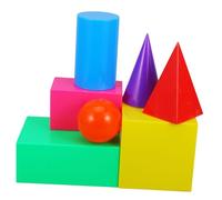 FUNNETOYU 7Pcs Geometric Model Blocks with Cube Cylinder Prism Shapes Educational Building for Boys Birthday Gifts