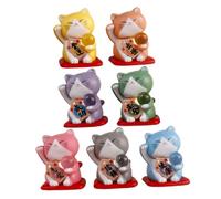FUNNETOYU 7pcs Miniature Lucky Cat Figurines PVC Fortune Cat Sculpture for Home Office Car Decor Micro Landscape Ornament Collection