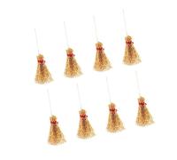 FUNNETOYU 8 Pcs Miniature Broom Large Red Rope Dollhouse Accessories Handmade Micro Layout Props for Fairy Garden and Grocery Store Decoration Lightweight Desktop Broom Miniatures