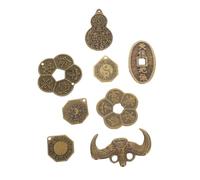 FUNNETOYU 8pcs Chinese Feng Shui Brass Coins for Divination and Decoration Auspicious Luck Charms for Wealth Success Health Sturdy Ancient Style Divination Coins
