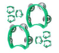 FUNNETOYU 8pcs Green Plastic Tambourine for Handheld Instruments with Jingle Bells Thick Design for Preschool Group Activities and Early Music Development