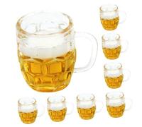FUNNETOYU 8pcs Mini Beer Mug Tiny Resin Craft Mugs for Dollhouse Decorations Realistic Miniature Beer Shot Glasses for Home and DIY Scene Ornaments