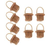 FUNNETOYU 8Pcs Mini Rattan Handheld Basket Set 5X8Cm Small Wicker Flower Harvest Baskets with Handle for Dollhouse Accessories, Picnic Storage, and Fairy Garden Decor