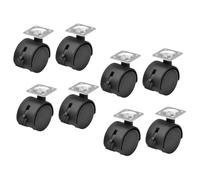 FUNNETOYU 8pcs Office Chair Wheels Replacement with Brake Nylon Swivel Casters for Furniture Mobility Plastic Rollers for Office Furniture and Cabinets