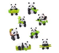 FUNNETOYU 8Pcs Resin Panda Statue Cute Miniature Animal Figurines Adorable Panda Ornaments for Cake Toppers Birthday Party Decorations Home and Office Desk Decor