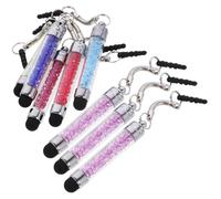 FUNNETOYU 8pcs Universal Capacitive Touch Screen Pens for Smartphones and Tablets with Domed Tip, Metal and Plastic Construction, Built-in Fancy Acrylic Rhinestone, Easy Random Color