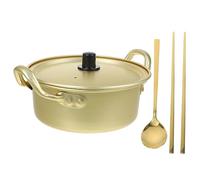 FUNNETOYU Aluminum Korean Noodle Pot Deep Cooking Pan Multi Purpose Lightweight Soup Pot for Grill and Alcohol Stove with Smooth Edge Safe Design