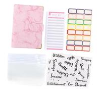FUNNETOYU Budget Binder with Replacement Portable Cash Budget Planner with Zipper Envelopes and Self Adhesive Stickers PU Leather Ring Organizer for Money Recording and Finance Management at