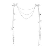FUNNETOYU Butterfly Does Not Block Sight for Women Headband Rhinestone with Tassel, Silver Alloy Material, Elegant Boho Style for Wedding and Stage Lights Dance Performances