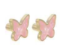 FUNNETOYU Cabinet Door Knobs with Comfortable Grip, Minimalist and Elegant 2pcs Pink Zinc Alloy Butterfly Butterfly Pulls Handles for Cupboards Suitable for Kitchen and Bathroom Drawers