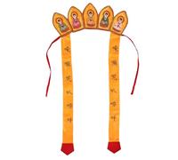 FUNNETOYU Chinese Style Five Buddha Cosplay Party Hat with Intricate Floral Patterns, Lightweight Adjustable Fit Performance Monk Headwear for Festival Props and Stage Actors