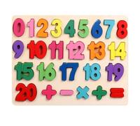 FUNNETOYU Colorful Wooden Math and Alphabet Jigsaw Puzzle for Educational Cognitive Development with Numbers Addition and Subtraction Symbols Hand-eye Coordination and Logic