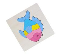FUNNETOYU Colorful Wooden Memory Jigsaw Puzzle Fish Educational Brain Teaser for Early Learning Hand Eye Coordination Development