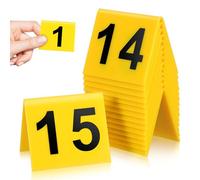 FUNNETOYU Crime Scene Evidence Markers, Portable Acrylic Table Number Signs, Yellow Plastic Photo Tents for Halloween and Restaurant Use