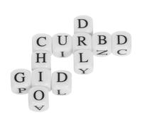 FUNNETOYU Crossword Word-building Dice Game with Twelve White Plastic Letter Dices for Creative Brainboosting Gameplay and Travel Fun with Friends and Family