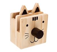 FUNNETOYU Cute Wooden Animal Eyeglasses Holder and Desk Pen Stand Multi Purpose Cartoon Cat Organizer for Office School Makeup Brush Pot Space Saving Hand Carved Stationery Storage