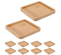 FUNNETOYU Decorative DIY Mosaic Coaster Base 10Pcs Square Bamboo Heat Resistant Blank Coasters for Plant Tray and Craft Use