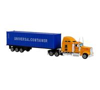 FUNNETOYU Diecast Semi Truck Toy Container Trailer Boys Toy Truck Model for Pretend Play and Collecting Alloy American Style Transport Vehicle and Trailer Set