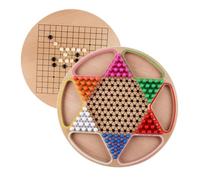 FUNNETOYU Educational Wooden Gobang for Chinese Draughts and Gobang Board Game Bright Color Smooth Hand-polished Surface Early Development Activity for Logical Thinking and Hand-eye