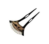 FUNNETOYU Elegant Bridal Hair Pin with Pearl Red-crowned Crane Design, Black Acrylic Material, Simple U-shaped Hair Fork Ornament for Hairstyle Decoration at Parties and Travel