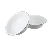FUNNETOYU Enamel wash Bowl, 2pcs Retro White Wash Basin Set, Sturdy Multi-Purpose Basin for Home Decor and Washing Delicate Clothing, 32cm and 34cm