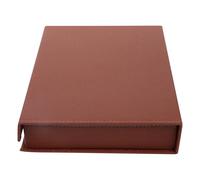 FUNNETOYU File Binder File Organizer Brown Pu Leather Cardboard Hardware A4 Document Storage Box for Accounting Vouchers, Contracts, Office Desk Storage, Bathroom and Living Room