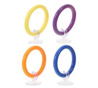 FUNNETOYU Fish Play Rings 4pcs Plastic Training Hoops with Stable Suction Cups for Betta Fish Tank Exercise Sessions