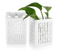 FUNNETOYU Fish Tank Plant Holder Basket Aquarium Planter Cups White Plastic 2pcs with Hanging Hook, Instant Setup for Visual Appeal for Aquatic Plants in Fish Tanks and Aquariums