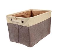 FUNNETOYU Foldable Storage Basket with Handle Lightweight Cotton Linen Clothes Organizer Thickened Frame Natural Color Home Decor Practical Multi Purpose Storage Box