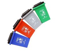 FUNNETOYU Garbage Classification with Mini Push Vehicles Plastic Trash Cans in Colors Red Gray Green Blue for Hand-eye Coordination and Educational Play