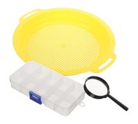FUNNETOYU Gold Classify Panning Mesh Pan with Magnifier Portable Sifting Pan Gold Filter Tool for Mining Enthusiasts