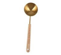 FUNNETOYU Gold Matte Stainless Steel Measuring Spoon with Wooden Handle Cup Baking Spoon for Coffee Milk Powder Seasoning Lightweight Kitchen Tool for Precise Cooking Measurements