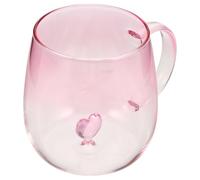 FUNNETOYU Gradient Decorative Glass Mug with Handle Romantic Valentine's Day Tea Cup Heart-Themed Milk Breakfast Cup Stylish Home and Office Drinkware Creative Single-Layer Glassware for