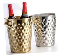 FUNNETOYU Hammered Stainless Steel Ice Bucket with Handle Golden Wine and Beer Cooler for Home Bar Party Hotel Use Safe and Stylish Ice Container