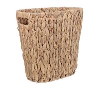 FUNNETOYU Handmade Seagrass Waste Basket with Handle, Rectangular Wicker Trash Can for Bathroom, Kitchen, Office Storage and Toilet Paper Bin, Natural Color